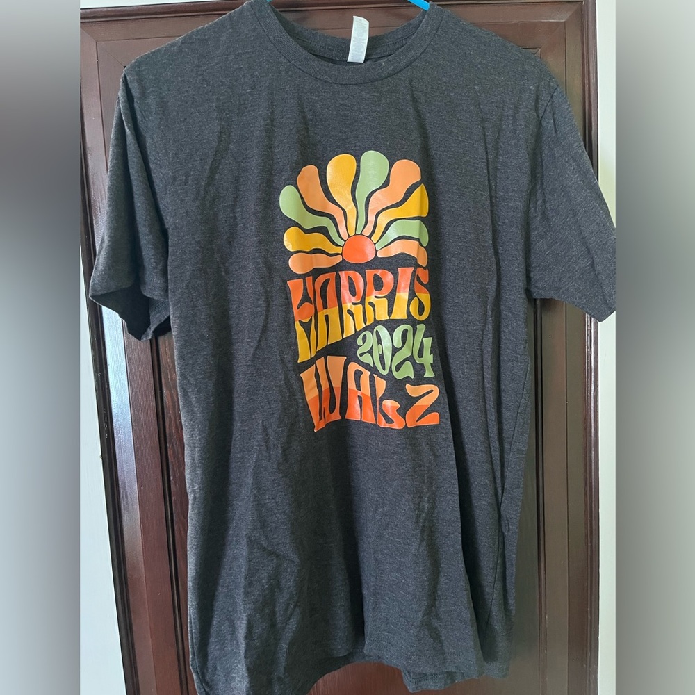 Heather Dark Grey Crew Neck Short Sleeve Tshirt - Harris Walz 2024
